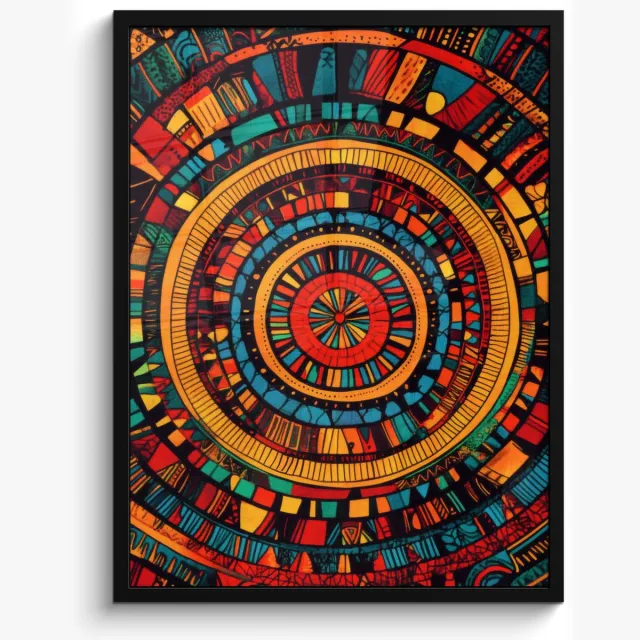 FrameYourWall Poster in lijst - Fotolijst 50x70 cm - Posters - Mandala - Cirkels - Patronen - Posterlijst zwart - Decoratie - Wanddecoratie woonkamer - Muurdecoratie slaapkamer