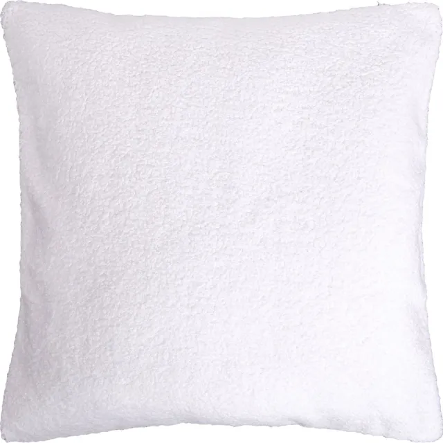 QUVIO Sierkussenhoes – Sierkussens – Sierkussen – Kussens woonkamer – Kussenhoes – Sierkussen 45x45 – Kussentjes – Teddy kussen – Sierkussen bank – Kussenhoes teddy – Sierkussenhoes teddy – Sierkussen teddy – Witte kussens – Sierkussens wit – Wit