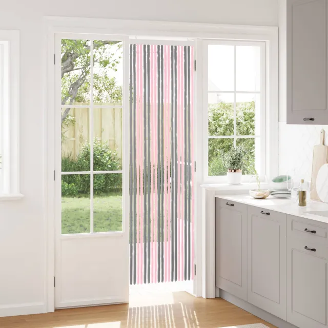 vidaXL Insecten Gordijn Chenille Zilvergrijs en Roze 56 x 200 cm