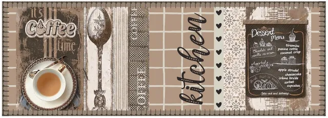 MD-Entree MD Entree - Keukenloper - Vloerkleed - Machinewasbaar - Cook & Wash - Dessert Menu - 50 x 150 cm Beige