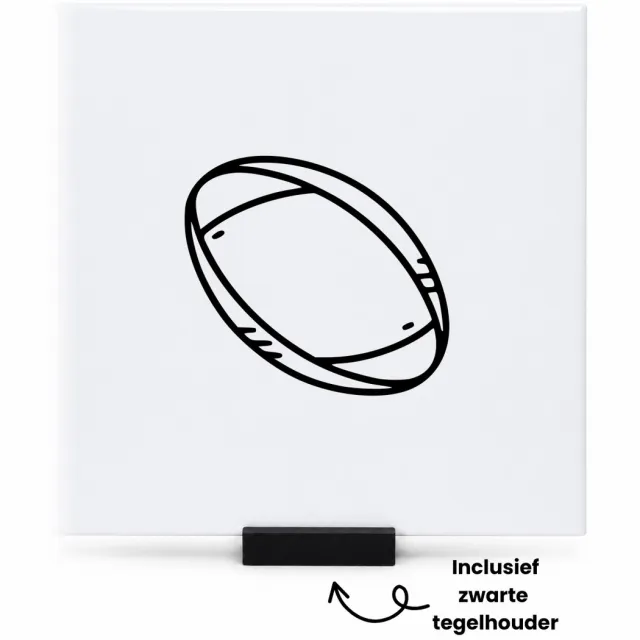 Hacebo Rugby tegeltje met tegelhouder - Rugby - Rugbyspelers - tegeltjes met tekst - Leuke kado voor iemand die van rugby houd - spreuktegels - 15x15 CM Wit