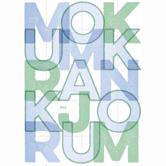 IXXI Mokum Krankjorum, Fototypo - 80 x 100 cm - Grote wanddecoratie en posters - Typografie, Grafisch Ontwerp, Woonkamer, Typografie en quotes Groen / Blauw