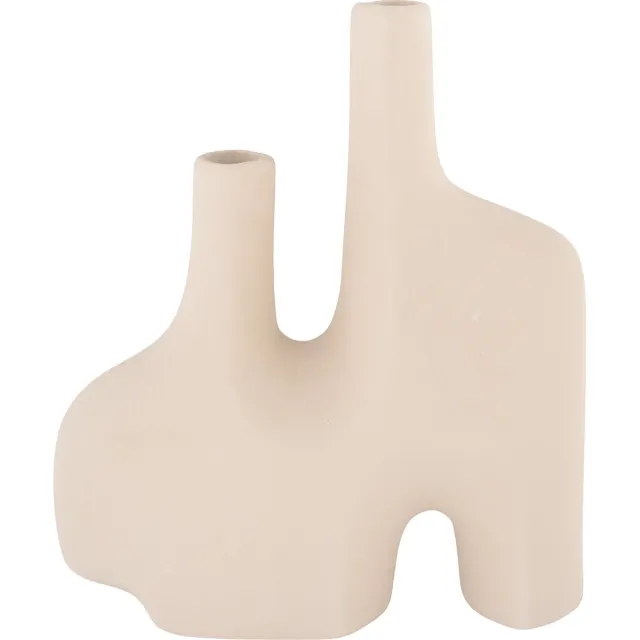 Housenordic Keramische vaas - Sculpturale vaas - Decoratieve vaas - Modern kunstwerk - Verbetert interieur esthetiek - 23,5x8x27 cm Zandkleur