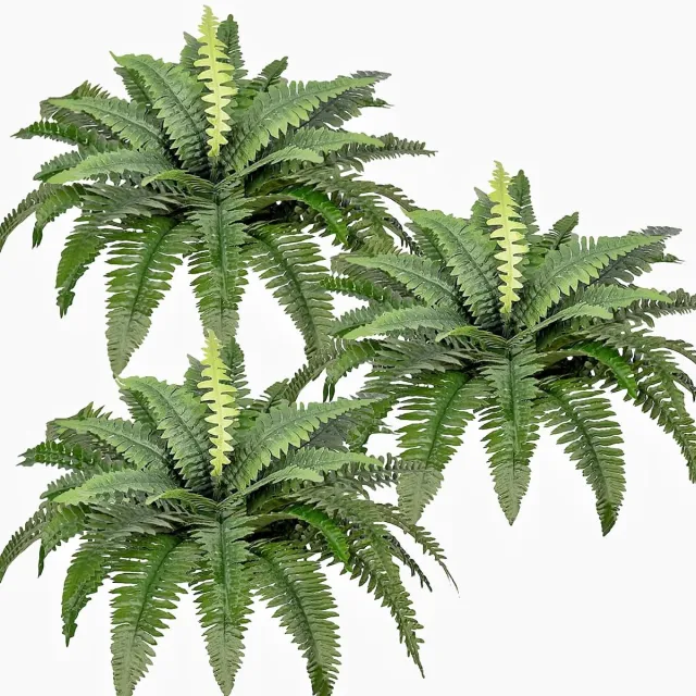 Ibenzoa Kunstmatige Grote Boston Varens Set van 3 voor Binnen en Buiten Decoratie groen