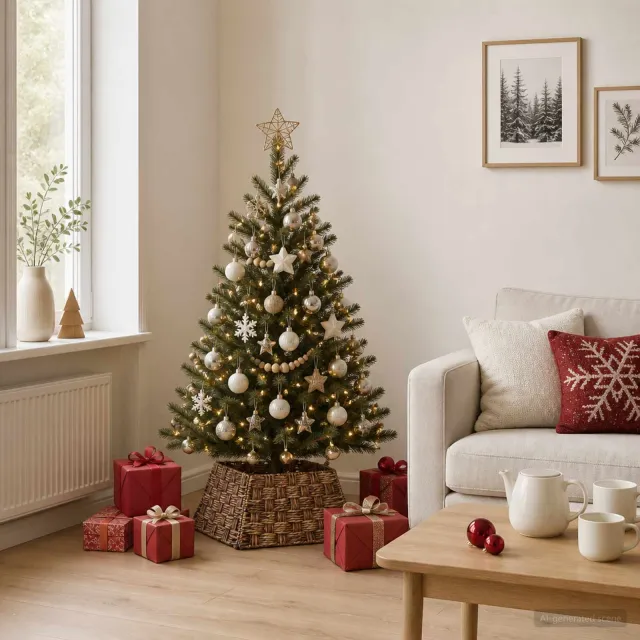vidaXL Kerstboomkraag Vierkant Bruine Was 50 x 50 x 25 cm Waterhyacint