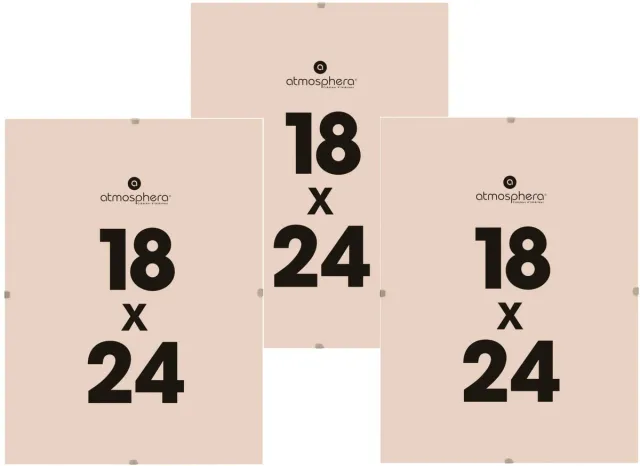 Atmosphera Fotolijstje zonder rand - 3x - voor 18 x 24 cm foto - mdf/glas - Het basic fotolijstje Transparant