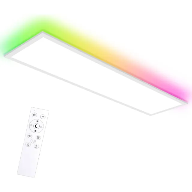 Amdelne Dimbare LED Plafondlamp Wit - 100x25cm Panel - 30W+4W RGB - 3000K-6500K Dimbare - Met Afstandsbediening - Flikkervrij & Oogvriendelijk - Preset Scène Modi - 30 Min Timer & Nachtlamp Modus