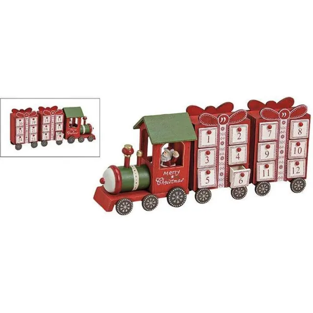 G. Wurm Houten Adventskalender - Trein met verlichting - Maat 48x11x8 cm Wit