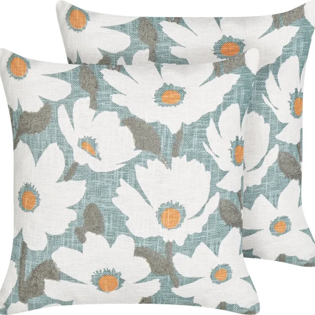 Beliani JATROPHA - Sierkussen set van 2 - Blauw - 45 x 45 cm - Katoen