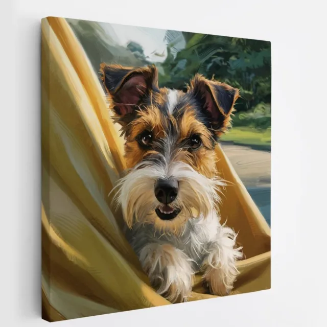 Saammp Canvas Schilderij - Terrier - Hond - Natuur - Dieren - 100x100 - Foto op canvas - Wanddecoratie - Muurdecoratie Woonkamer - Slaapkamer decoratie - Canvas Print Multicolor