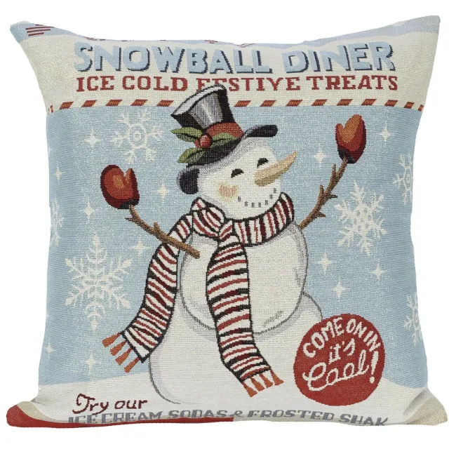 tafelkleedjes.nl Kussenhoes - Kerst - Snowball - Sneeuwpop - met glitterdraad Wit