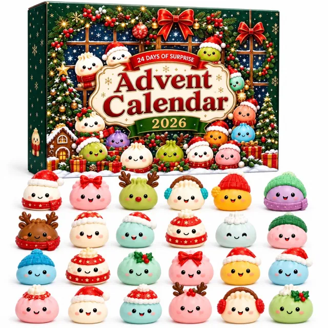 Bobypet Adventskalender - Squishy Kerst Adventskalender 2026 - 24 Dagen Aftelkalender met Kneedbare Speelgoedjes - Stressverlichting voor Volwassenen en Kantoor - Kerstdecoratie Cadeau