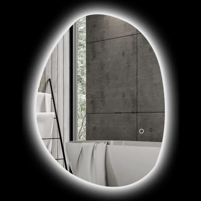 Wishdor Badkamerspiegel - Ledverlichting En Anti-Condensfunctie - Asymmetrisch - Voor Badkamer - Glas - Zilver