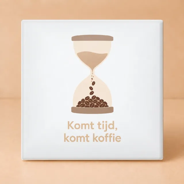 Bedruk King Minimalistische Bezint Eer Ge Begint Tegel – Scandinavische Koffiedecoratie voor Rustige Interieurs - 15 x 15 cm Wit