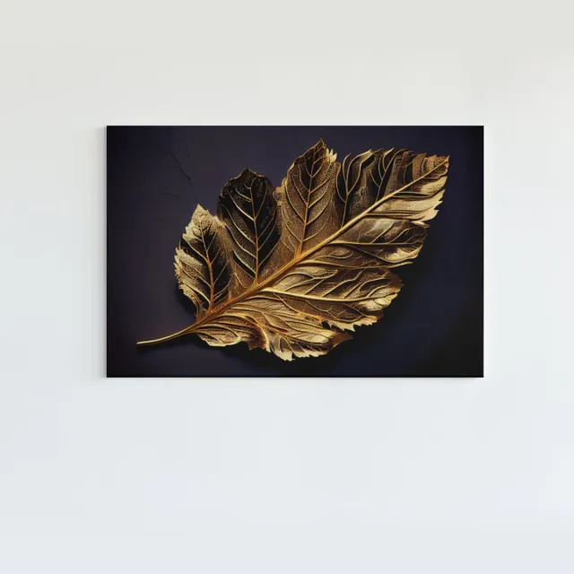 Trendex Global Canvas Schilderij Abstract - Blad - Zwart - Goud - 150x100x2 cm