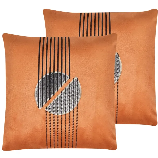 Beliani CEROPEGIA - Sierkussen set van 2 - Oranje - 45 x 45 cm - Polyester