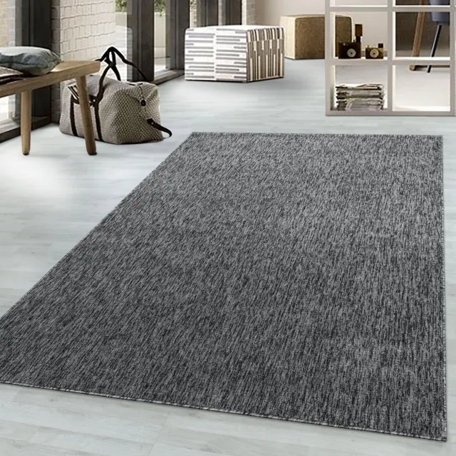 Adana Carpets Laagpolig vloerkleed, effen kleur - grijs, vloerkleed voor de woonkamer, vilten achterkant, afmeting: 200 cm x 290 cm