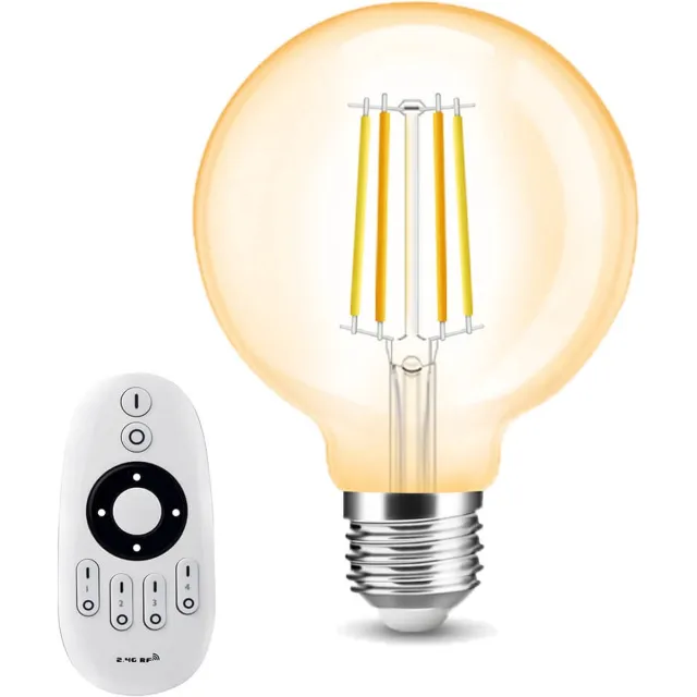 RexTech Milight Dual White smart filament lamp met afstandsbediening - 7W - E27 fitting - G95 model amberkleurig - Smart lamp - Slimme verlichting