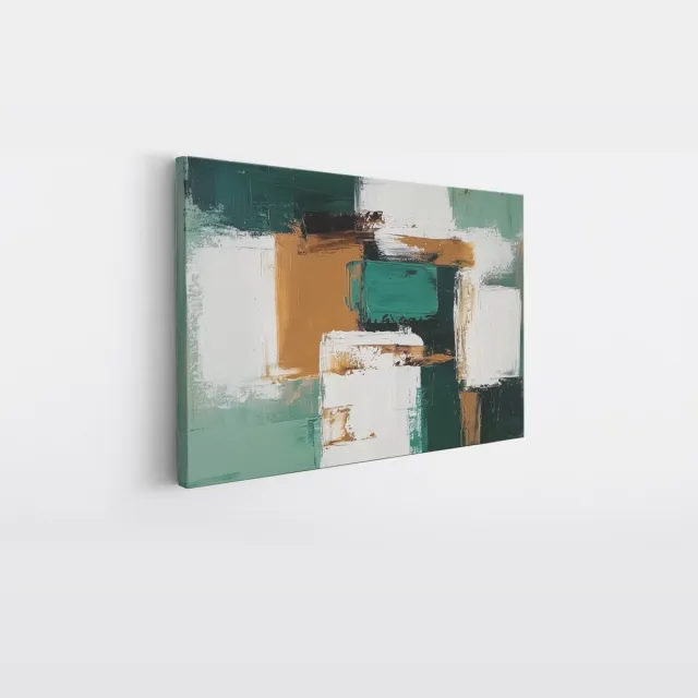 Saammp Canvas Schilderij - Patroon - Groen - Abstract - 45x30 - Foto op canvas - Wanddecoratie - Muurdecoratie Woonkamer - Slaapkamer decoratie - Canvas Print Multicolor