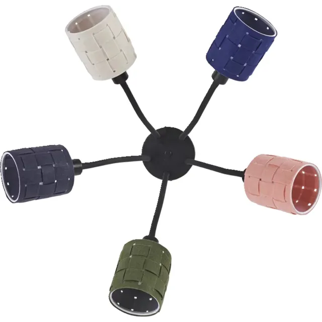 LEDVANCE plafondlamp 5-lamps Decor Felt Weaving Cans van vilt en metaal, E14, 630mm lengte , warme lichteffecten dankzij de geweven kap, duurzaam dankzij vervangbare lichtbron, eenvoudig te installeren Veelkleurig