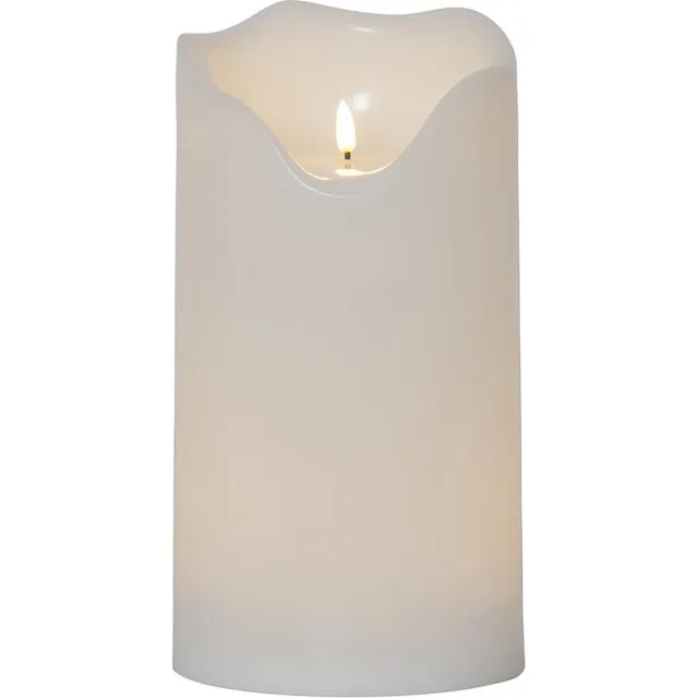 Star Trading kaars Flamme Grand, zuilkaars, wit, LED, timer, warm wit, voor buiten, 30 cm warmweiß
