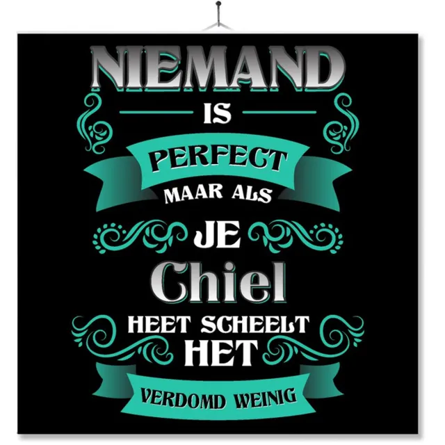MC Living Tegel Met Opdruk | Kado | Cadeau | Niemand Is Perfect Maar Als Je Chiel Heet Scheelt Het Verdomd Weinig Multi-Color