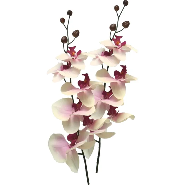 Bellatio Design Kunstbloem Orchidee Milan - 3x - wit/roze - 78 cm - losse steel - kunst zijdebloem Lichtroze