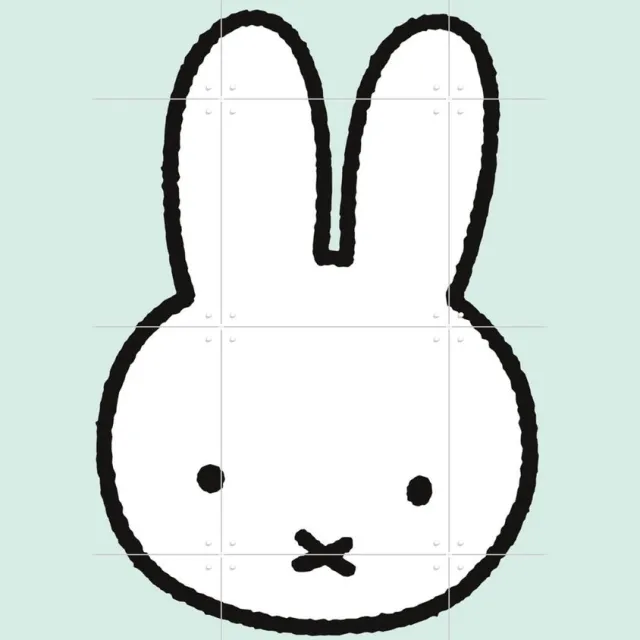 IXXI Hallo Nijntje Groen, Nijntje - 60 x 80 cm - Grote wanddecoratie en posters - Cartoonesk, Illustraties, Minimalisme, Speels, Babykamer Pastel kleuren / Wit / Lichte tinten