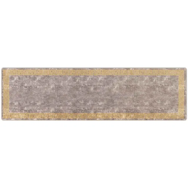 vidaXL Tapijt - Runner - MARSA - Grijs - en - Goud - 100 - x - 350 - cm - Polyester - en - PVC