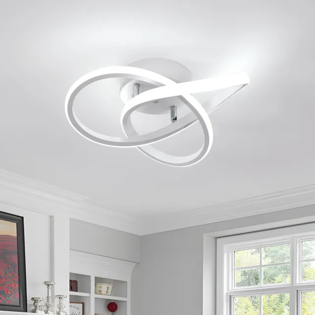 Riserva Moderne Plafondlamp, 30W LED Plafondverlichting 6500K Koel Wit, Klavervormige Witte Lamp van Aluminium, IJzer en Silicone, voor Woonkamer, Slaapkamer, Eetkamer