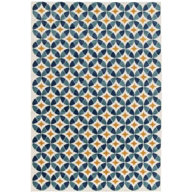 AFK Living Binnen buiten tapijt met sculpturaal effect LISBONNE blauw