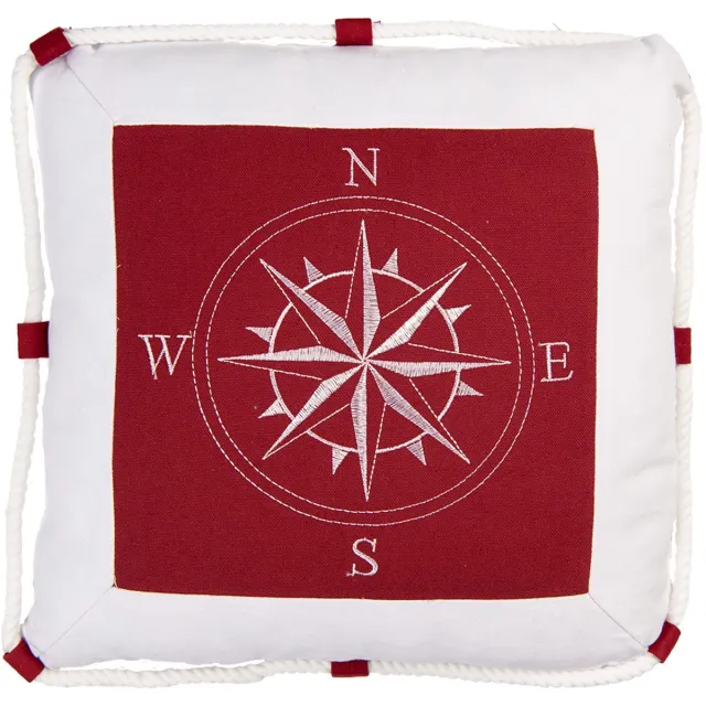 Clayre & Eef Sierkussen 40x40 cm Wit Rood Stof Kussenhoes met Kussenvulling
