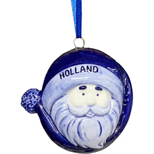 Fame musthaves Kerstboom hanger kerstman rond met muts Delftsblauw