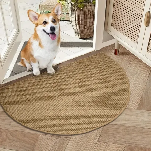 Oemmn 50 X 80 Cm — Bruin Halfrond Vloerkleed Van Imitatie-Sisal | Antislip, Wasbare Entreemat | Absorberend, Antislip, Wasbaar, Anti-Fouling Deurmat,Geschikt Voor Voor- En Achterdeuren, Entrees En Keukens Bruin1