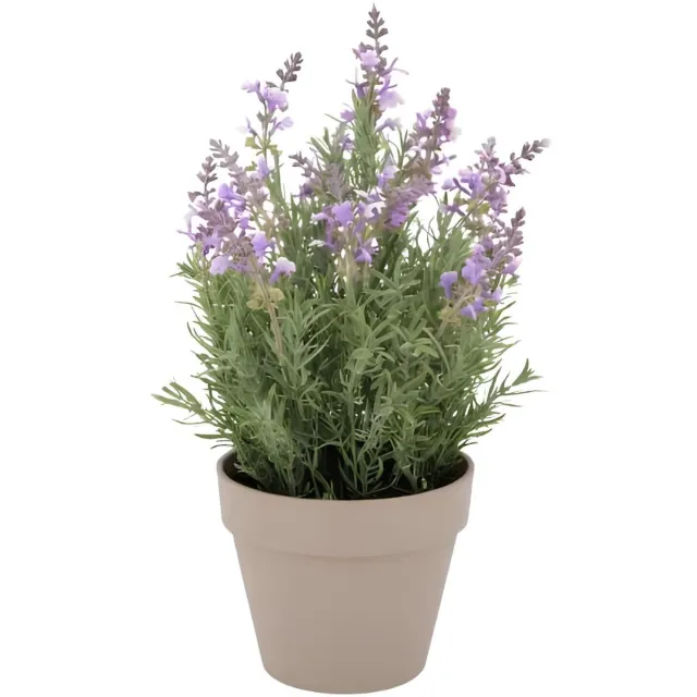 DK design Lavendel kunstplant - in terra pot - paarse bloemen - D32 x H53 cm - bloemetjes - decoratie