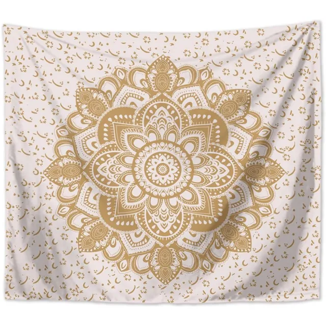 Unyqoos Decoratief wanddoek met Indiaas mandala ontwerp in wit en goud