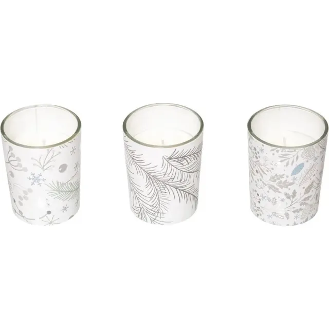 Atmosphera Créateur d'intérieur® Geurkaarsen met feestelijke opdruk, Ø 5 cm, 3 stuks wit