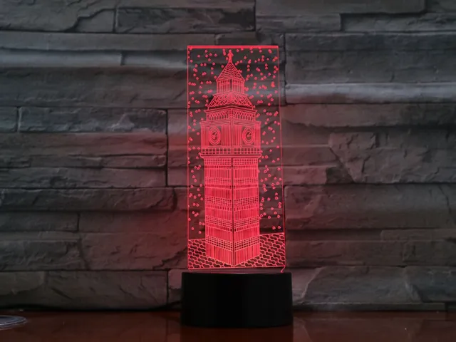 MC Living 3D Led Lamp Met Gravering - RGB 7 Kleuren - Big Ben