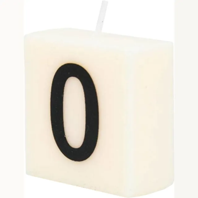 Paper dreams Letter Kaarsje - 0 Zwart wit