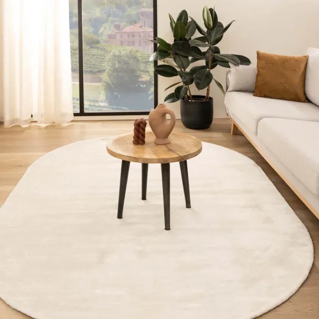 Paon Brillant Viscose vloerkleed ovaal - Pearl wit 200x300