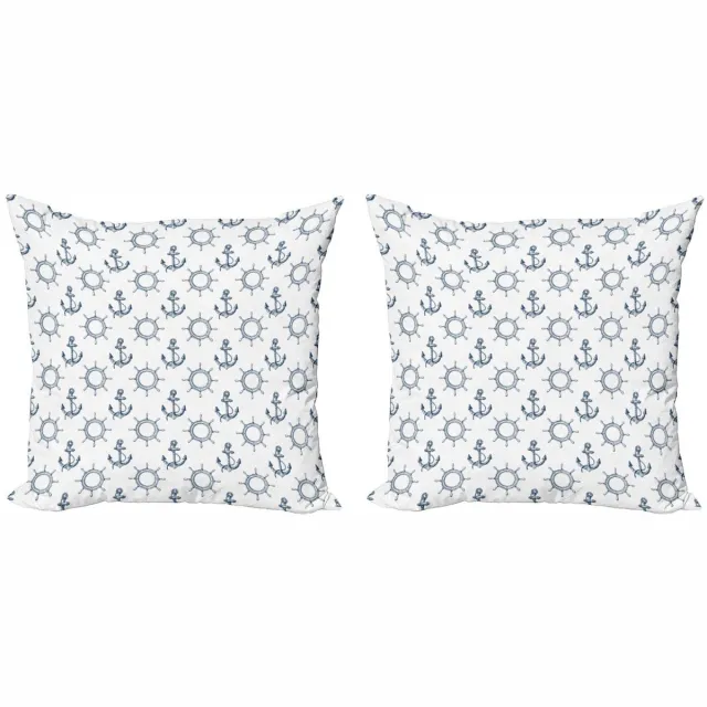 ABAKUHAUS Anker kussenhoes – 2x50x50 cm – dubbelzijdig – marine/wit Marineblauw