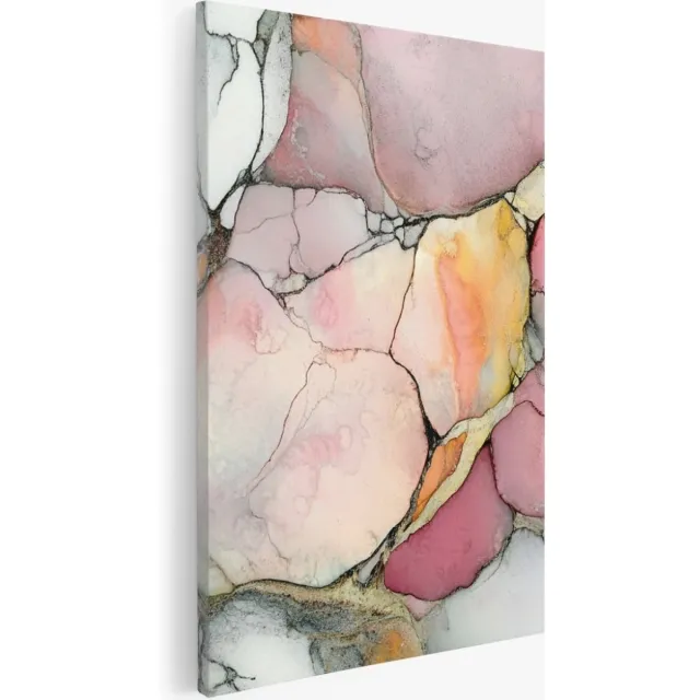 Saammp Canvas Schilderij - Marmer - Kunst - Roze - Abstracte wanddecoratie- 50x70 - Foto op canvas - Wanddecoratie - Muurdecoratie Woonkamer - Kantoor Decoratie Multicolor