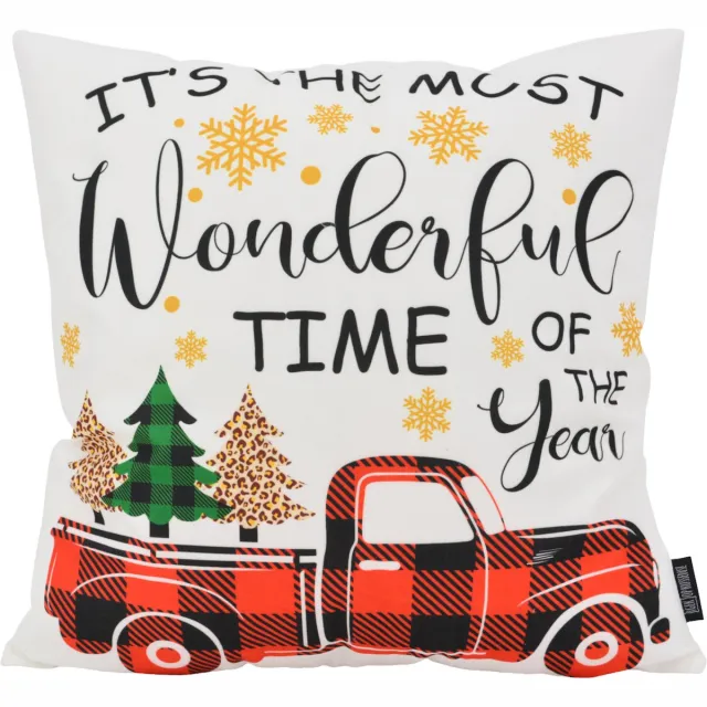 Gek op Kussens! Kerst Wonderful Christmas Kussenhoes | 45 x 45 cm | Katoen/Polyester rood groen