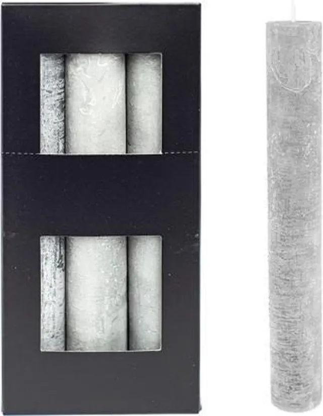 Home Society Kaarsen XL Extra dik - 3.4 cm x 25 cm - Grijs - 9 stuks - diner kaars - Extra lange brandtijd 24 uur