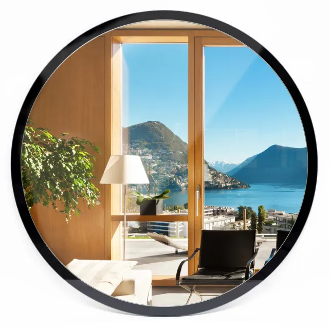 TULUP Spiegel - Ronde Spiegel - Spiegel op gehard Glas - Diameter: 50 cm - Spiegel met zwarte lijst - Woonkamerspiegel - Inloopkastspiegel - Hal - Hangspiegel - Design Spiegel - Minimalistische Spiegel - Natuurlijk design Spiegel - Woonaccessoires