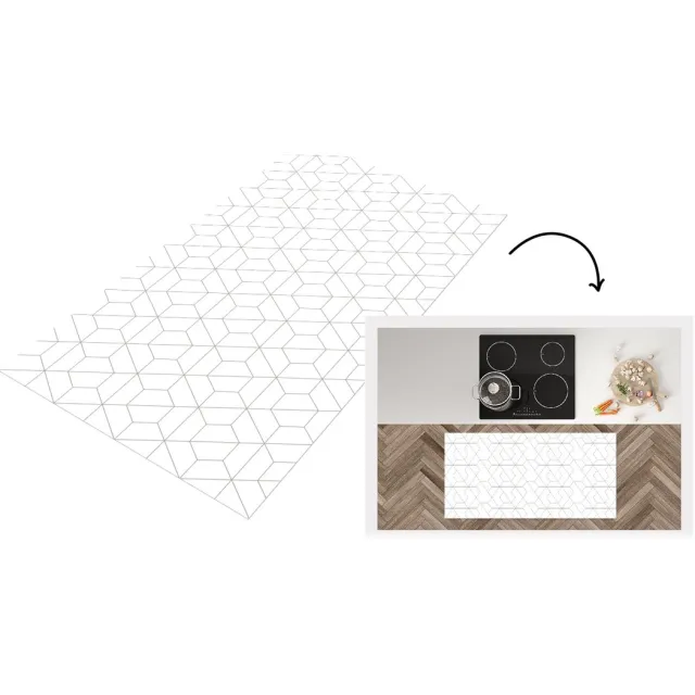 KitchenYeah Keukenloper - Loper keuken - Geometrie - Lijn - Patroon - Keukenloper vinyl multicolor