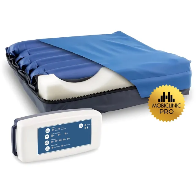 mobiclinic ARES - Anti-decubitus Kussen - Met compressor - 43 x 43 x 10 cm - Voor patiënten - Wisselende cellen - Verstelbaar - Lucht kussen - Orthopedisch kussen - Anti-slip Blauw