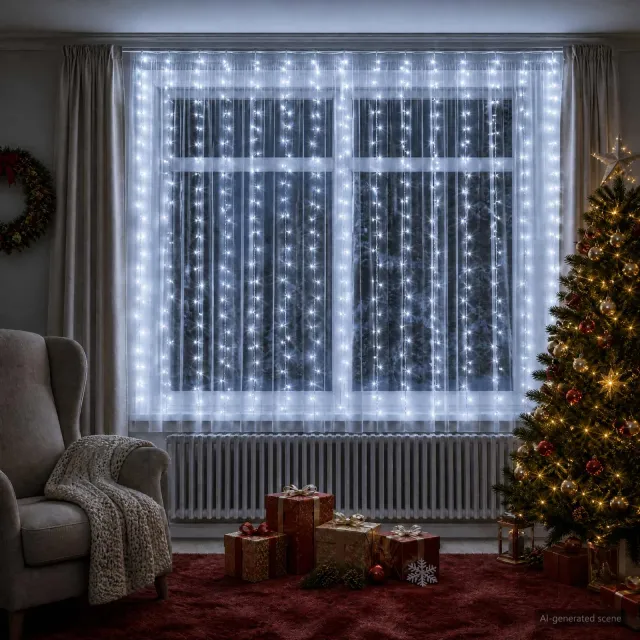 vidaXL Lichtgordijn 400 LED's Koel wit 600 x 200 cm Koudwit