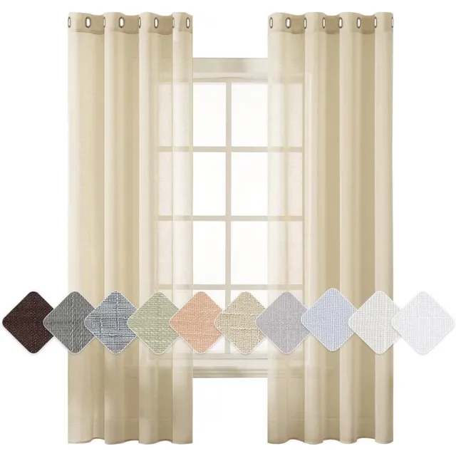 Miulee Vitrage – duurzaam – luxe vitrage voor slaapkamer woonkamer eetkamer - hoogwaardig voile – vitrage gordijn beige