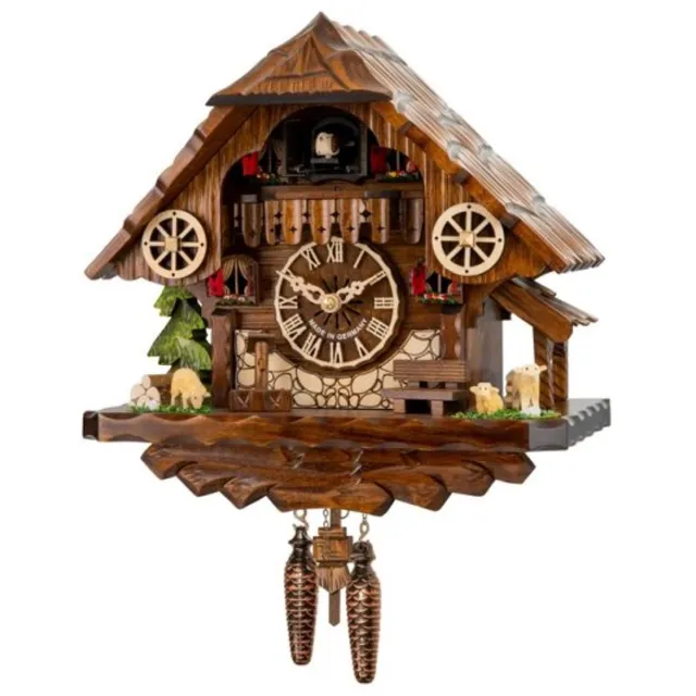 Engstler 441_QM - Koekoeksklok - Kwarts - Notenhout - met muziek - 28 cm Bruin